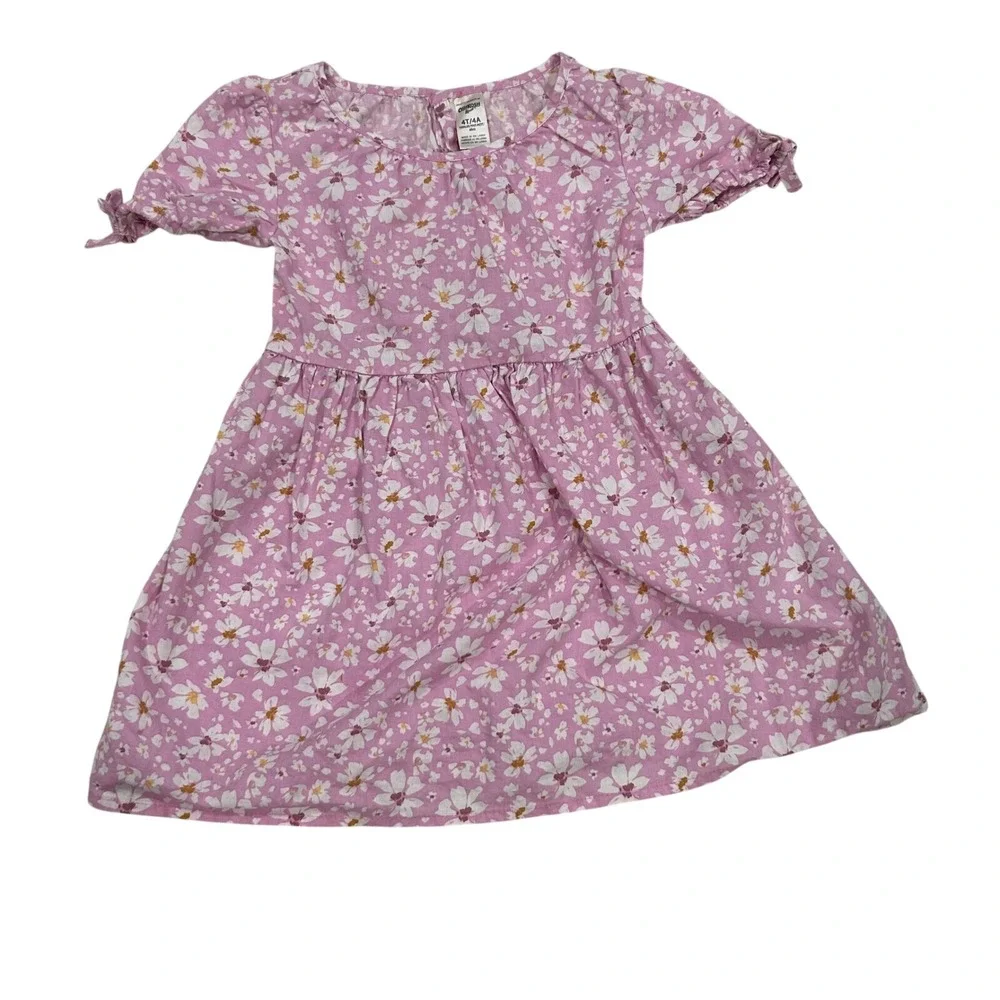 OshKosh Floral Dress Girls Pink‎ Short Sleeve Casual Summer 4T